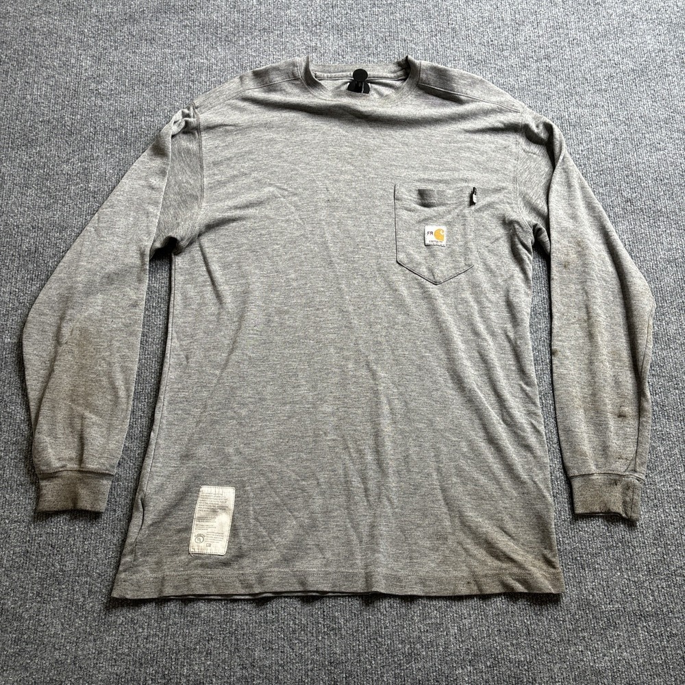 Carhartt FR Long Sleeve Gray Tee Shirt Men's Size Large Distressed #297-31